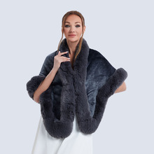 新款保暖冬装时尚外搭加绒时尚洋气高档毛毛加厚斗篷外套跨境现货