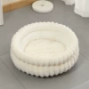 Rabbit fur round nest-milky white