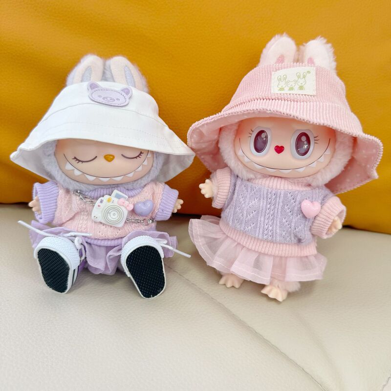 Only clothes] the first and second generation key chain cloth cloth clothes 15CM sit send LABUBU for love shirt gauze skirt