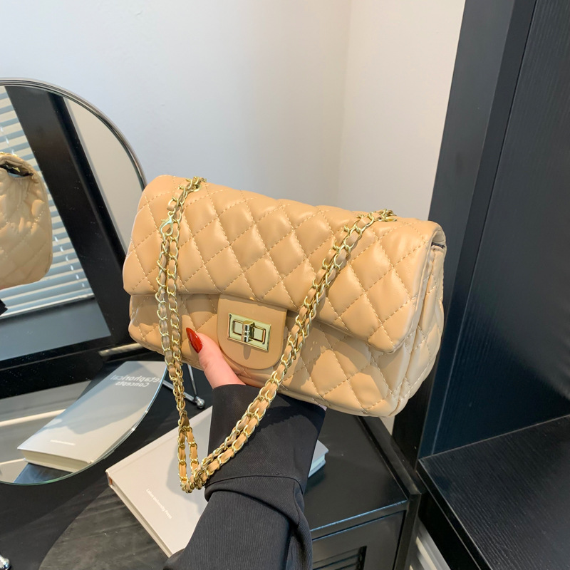Bolso de cadena de diamantes Bolso femenino de primavera 2024 Bolso de nuevo estilo Bolso cuadrado pequeño de hombro bordado Bolso bandolera de textura de moda