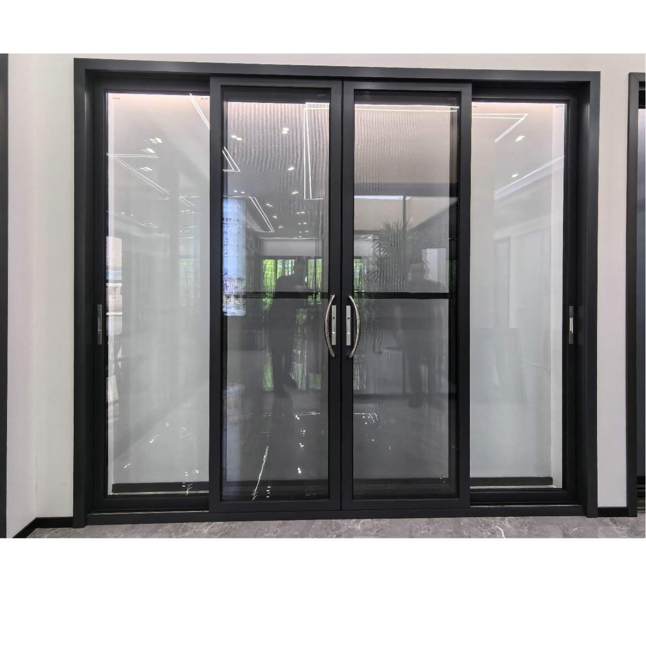 Puerta de aleación de aluminio simple moderna puerta corredera de persiana de control magnético puerta corredera de ventana de vidrio puerta de oficina
