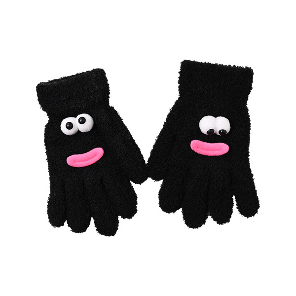 New Coral Velvet Warm Winter Gloves Cartoon Knitted Wool Women's Gloves Are Smooth, Versatile, Warm and Fashionable