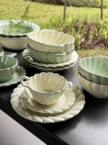 Spring Series Dinnerware Set for Home Use, Ceramic Tableware, Underglaze Color Rice Bowl, Face Bowl, Large Soup Bowl, Dessert Bowl, Salad Bowl
