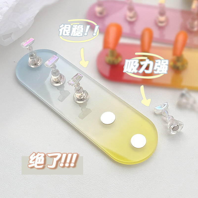 Gradiente de uñas Aurora ovalada soporte de práctica soporte de uñas largo oro y plata soporte de uñas accesorios al por mayor