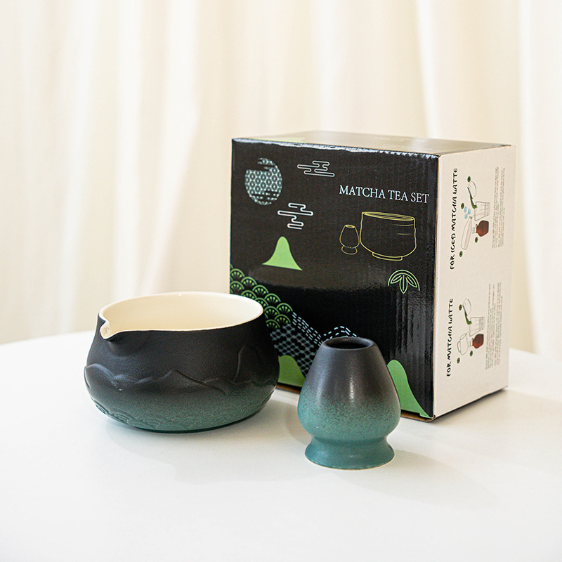 日本製抹茶ボウル、注ぎ口付き、風景画、日本抹茶、宋代茶道具、陶器茶碗、茶碗を越境供給|undefined