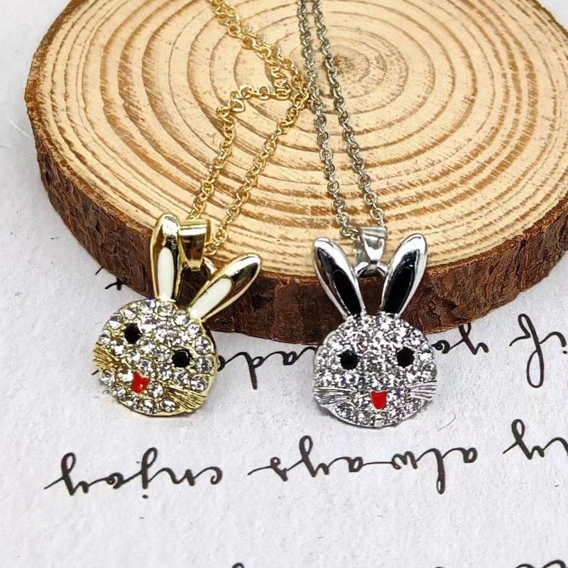 Cute Rabbit Alloy Plating Inlay Rhinestones Women's Earrings Necklace display picture 5