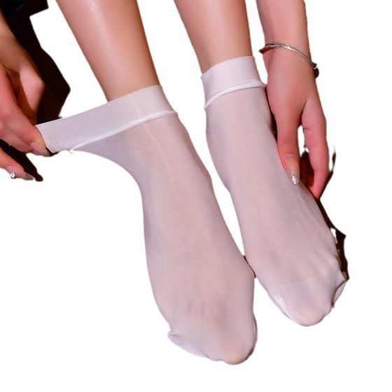 Qing He Silk Stockings Short Oily Silky No Traceless Non-Leak Summer Thin 8D Transparent High Bomb Couple Socks Adult
