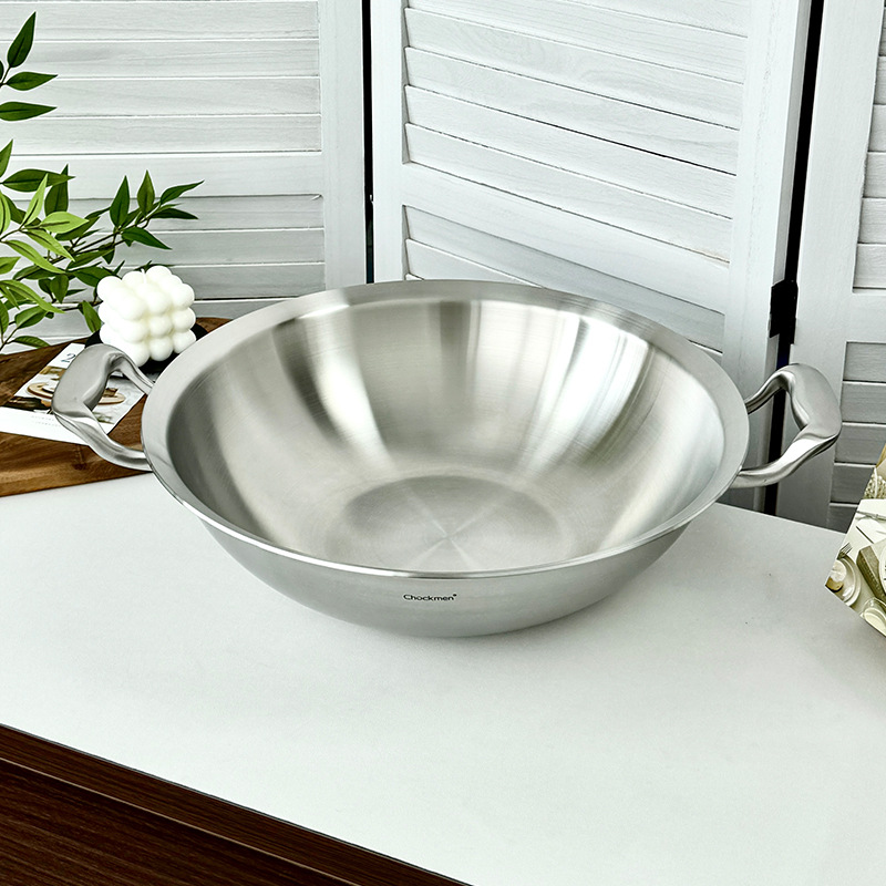 Zhuo Deming 18 / 10 de acero inoxidable de doble oreja olla 36cm de gran capacidad de gran familia toda cubierta de acero salsa de platos fritos