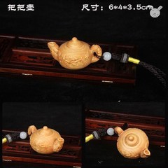 Huali wood Pixiu teapot handle piece Maitreya Buddha sculpture wood tea pot craft hanging ornament wooden cultural artifact resin