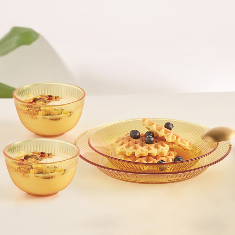 Corning Fashion Household Soup Bowl Noodle Bowl Plate Tableware Set Jingzun Series 4-Piece Set Snamd4C/Kzyl