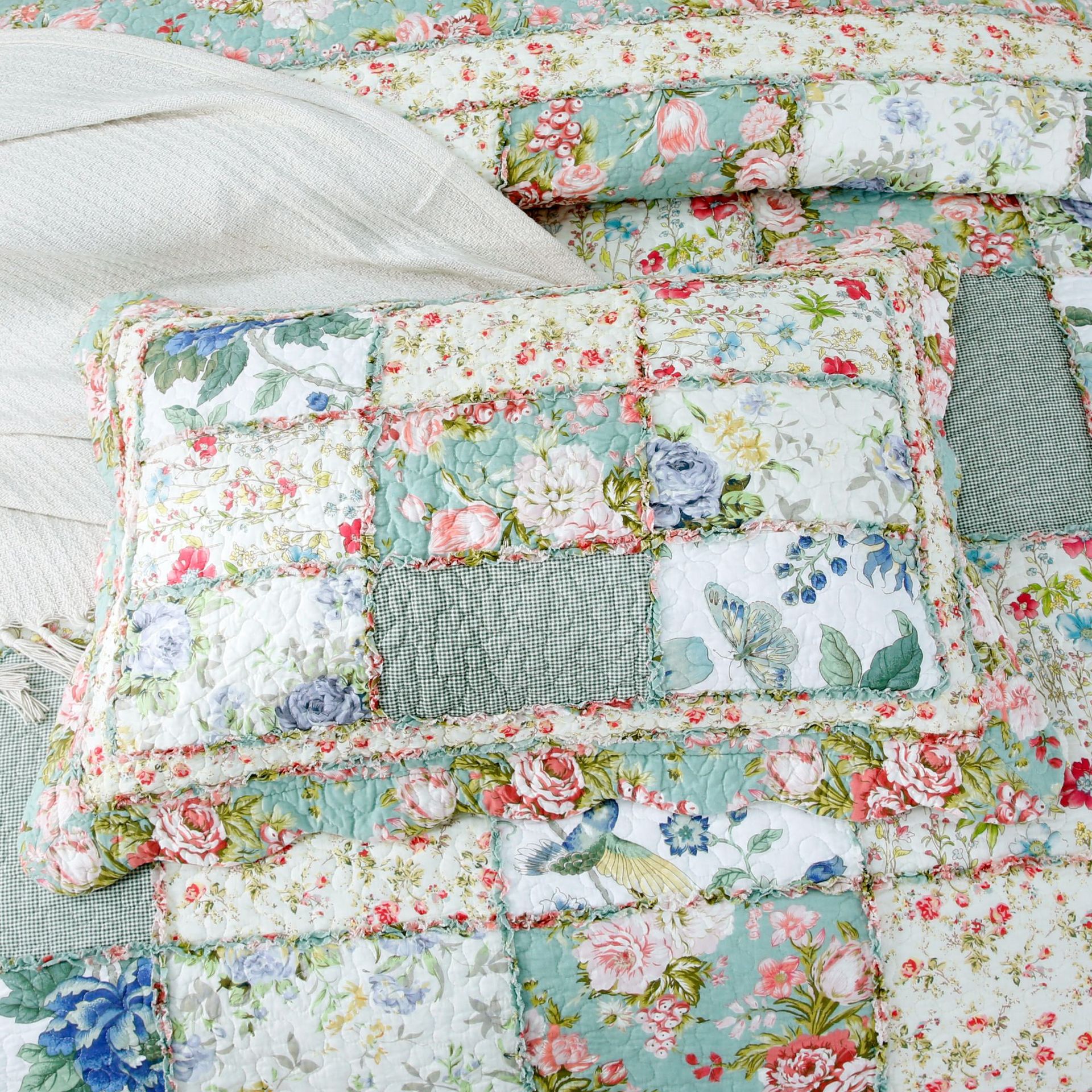 Cotton Patchwork Bedding Set Handmade Pastoral Style Four-piece_voghion.com