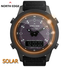 跨境男户外运动防水智能手表光能太阳能充电数显指针指南针watch