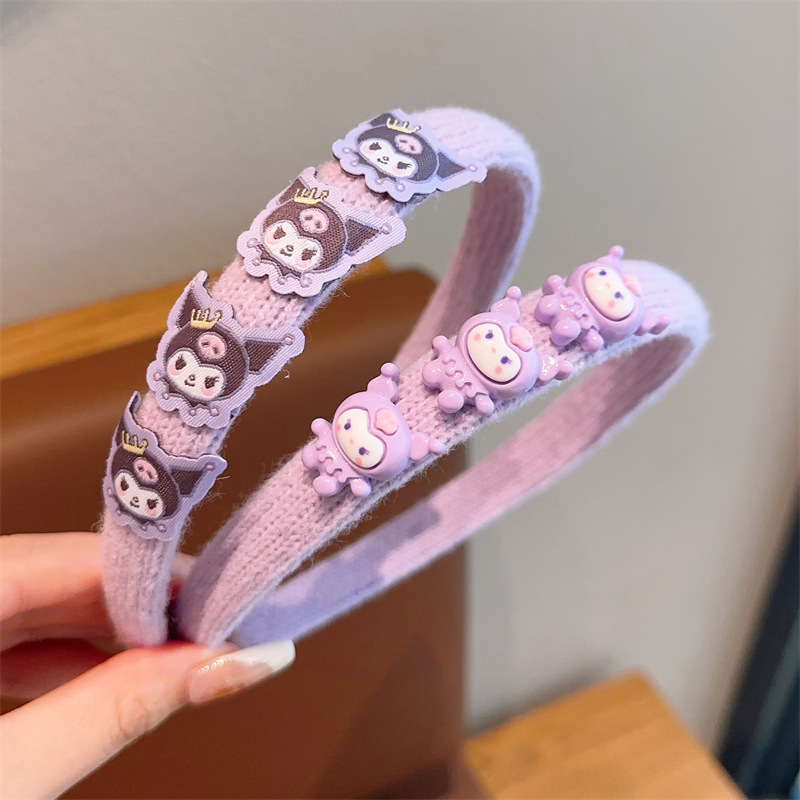 Diadema para niños bebé femenino no apriete horquilla de dibujos animados pelo presionando tocado Paquete de cabello de niña de punto diadema de ala ancha