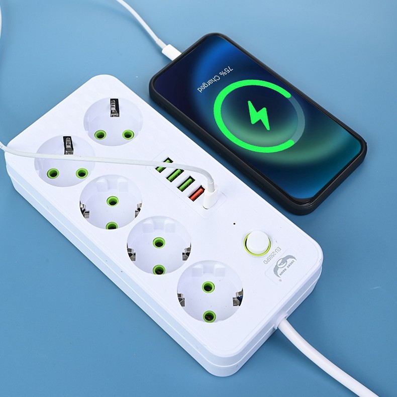 Exportación transfronteriza comercio exterior exportación estándar europeo europeo dos conectores redondos caja de regalo enchufe USB enchufe tabla de cableado