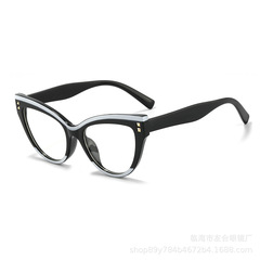2025新型ファッション猫眼リベット白黒熊猫モデル老眼鏡枠ブルーレイ防止老人眼鏡フレーム復古