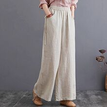 秋夏文艺棉麻裤子宽松大码阔腿裤高腰拖地裤直筒长裤亚麻女裤