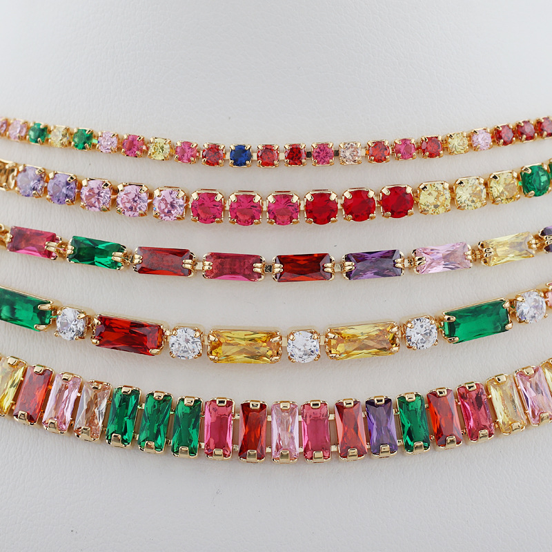 Shiny Geometric Copper Gold Plated Zircon Necklace