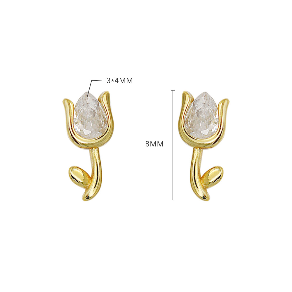 1 Pair Elegant Flower Plating Sterling Silver Ear Studs display picture 1