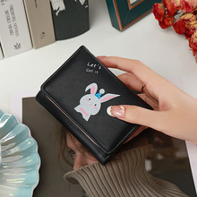 2023新款韩版时尚简约女士钱包女短款三折ins零钱包可爱兔子皮夹