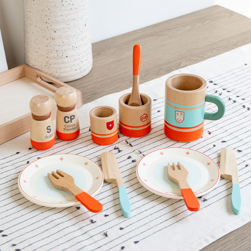 Nuevos productos creativos transfronterizos bandeja de té juegos infantiles juguetes de madera maciza para jugar a padres e hijos accesorios de juego interactivo image 4