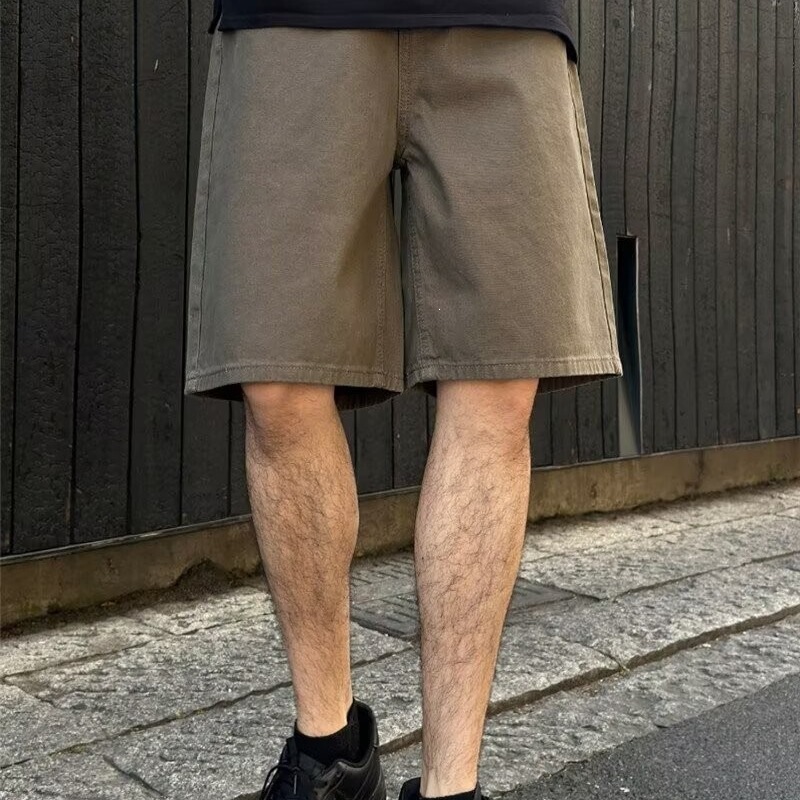 Men's Summer Street Style Versatile Brown Casual Cargo Shorts Japanese Fashion Youthful Loose Straight Shorts Wholesale