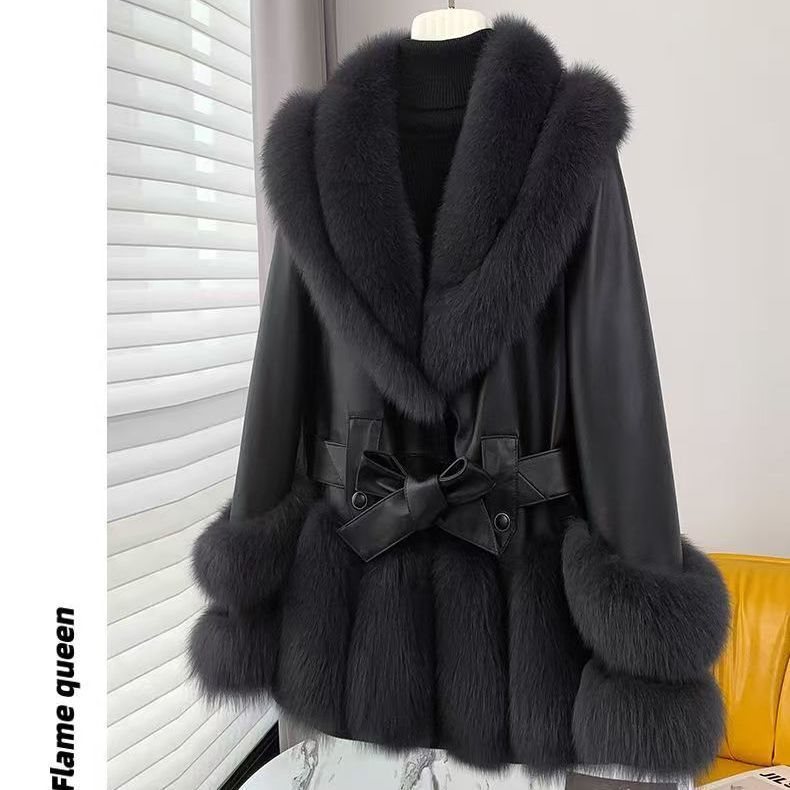 2026 New Winter Coat Fox Fur Fashion Coat Womens Thickened Mid