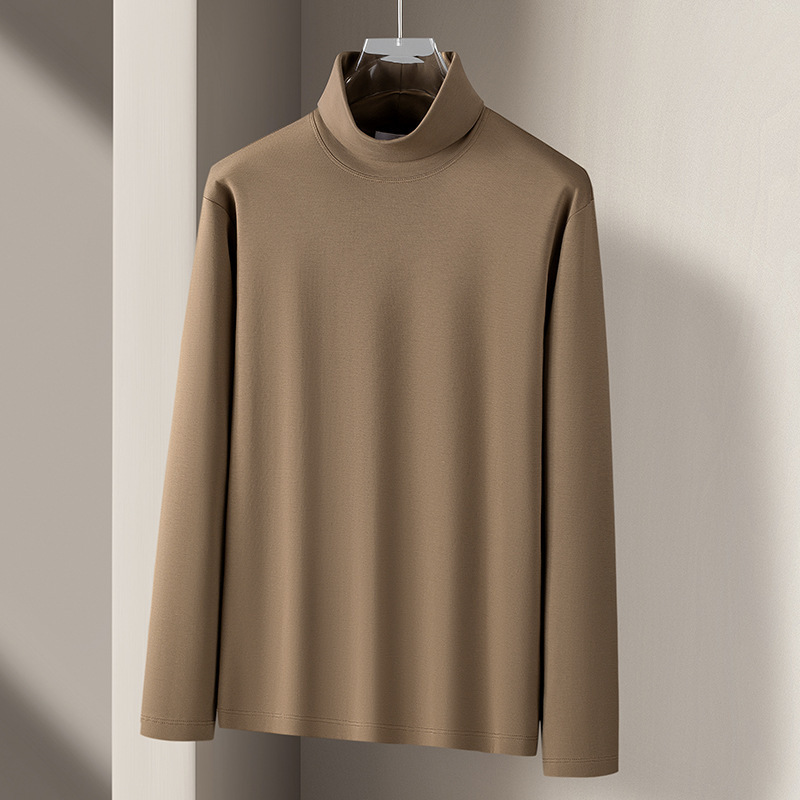 液体アンモニアシルケットコットンタートルネックボトリングシャツメンズ春秋帯電防止長袖Tシャツ肌に優しいインナートップミッドカラー|undefined