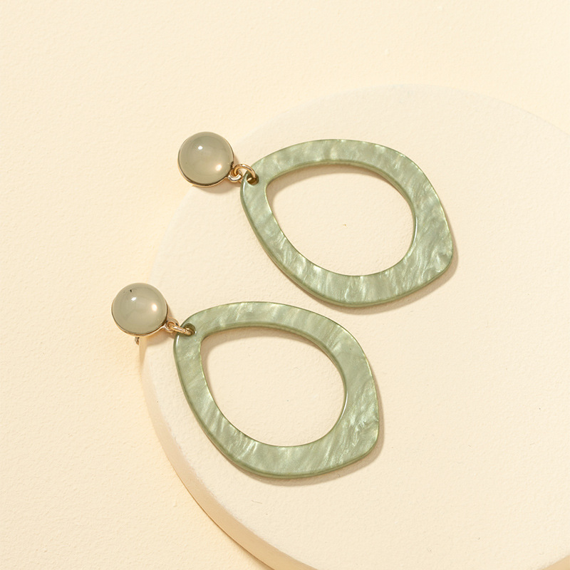 Simple Green Acrylic Pattern Earrings display picture 4