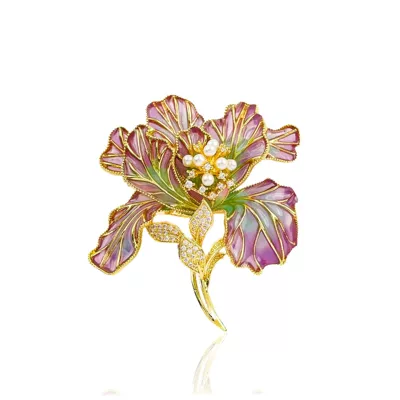 Enamel Peony Flower Brooch, Elegant: Yaxa sancaqları