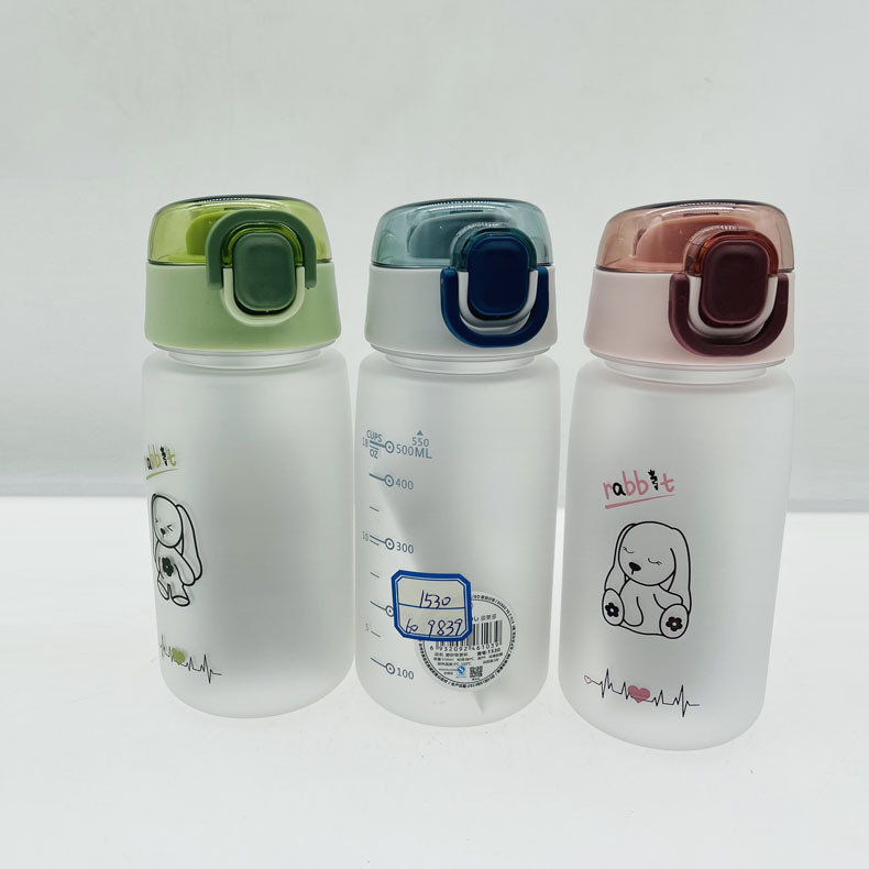 Dumedo rebote cubierta deportes taza de plástico simple estudiante taza de agua patrón de dibujos animados recubierto de plástico portátil práctico taza