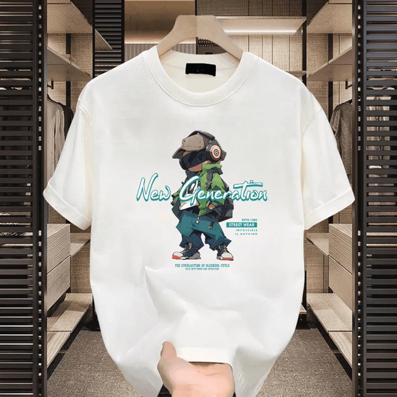 T-shirt d'été à manches courtes et col rond pour homme, style rétro américain_voghion.com