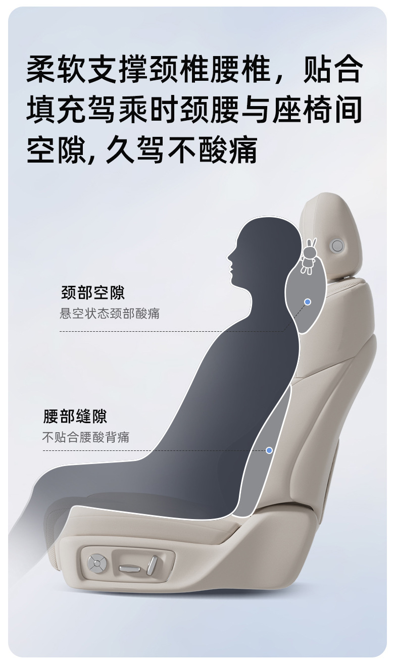 Aichewu Car Headrest Neck Pillow Pair of In-Car Pillows High-End Memory Foam Cartoon Cute Lumbar Support for Car Use