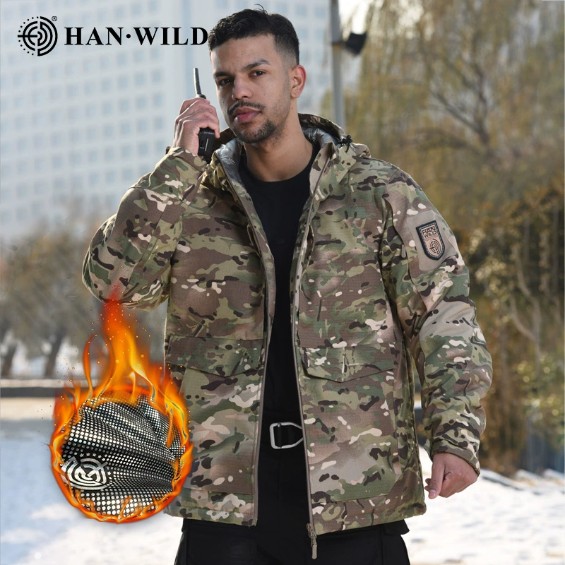 Тактическая хлопковая куртка Hanye с теплоотражающим эффектом для мужчин и женщин, зимняя уличная камуфляжная теплая ветровка, одежда для военных фанатов, боевая хлопковая одежда оптом