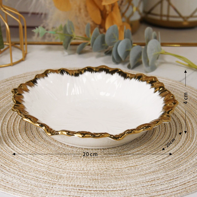 Ceramic Tableware Set, Light Luxury Cabbage Pattern, Dinner Plates & Bowls, Hotel Style