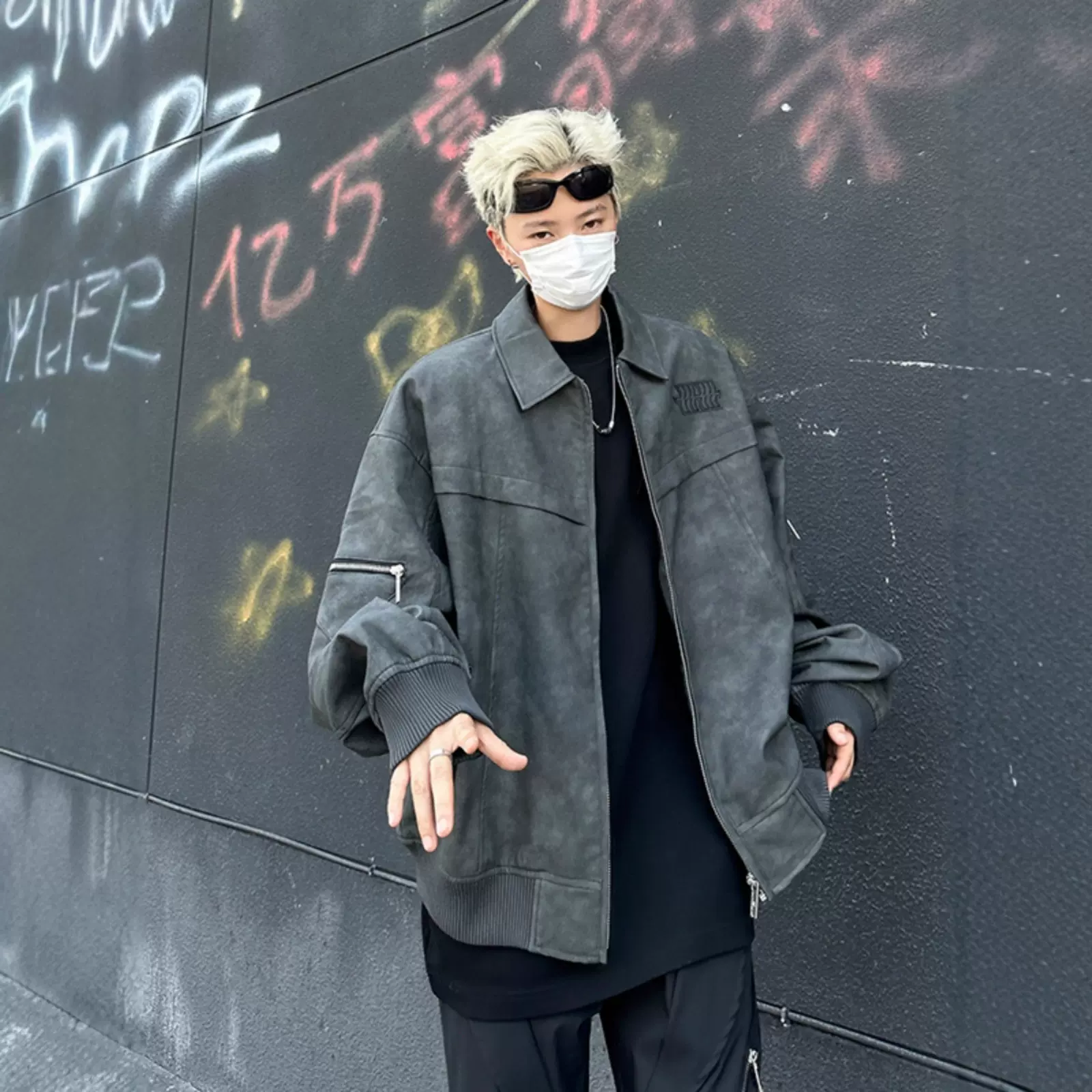 美式复古pu皮夹克男士vibe痞帅机车服皮衣春秋季宽松潮牌情侣外套