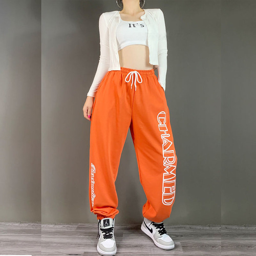 New style foot-binding design, personalized print, casual dancing sweatpants, women's all-matching sanitary pants, women's trend