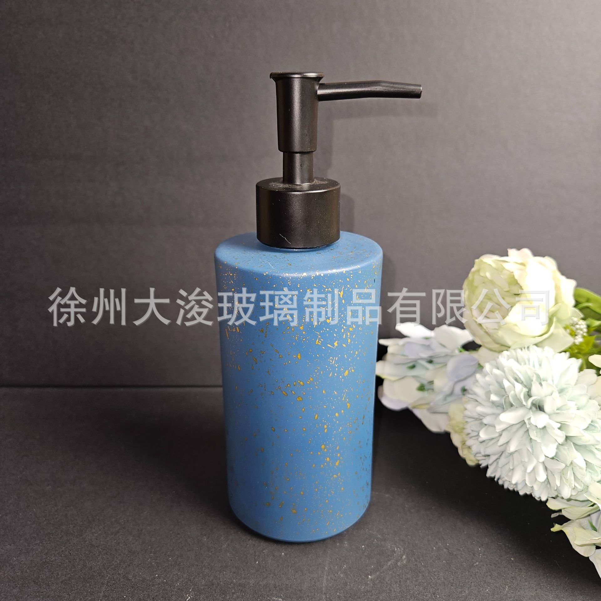 Botella de jabón de vidrio de cerámica imitación, botella de desinfectante para manos, champú para el baño, botella de baño de 350ml líquido image 15
