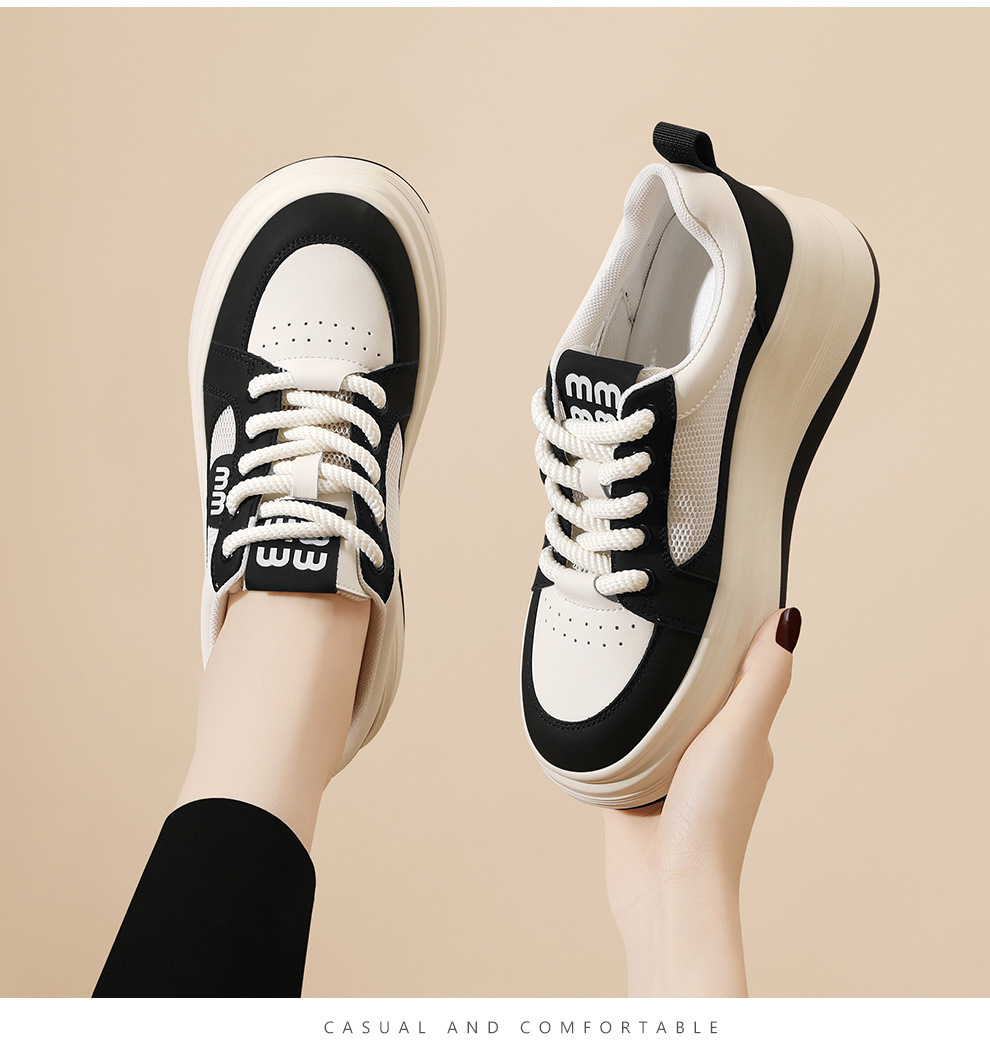 Giày sneaker nữ đế xuồng lưới thoáng khí, đế dày mềm, thời trang đa năng — JST 1802-1 màu đen, JST 1832-1 màu đen, JST 1923 trắng đen, JST 1802- 1m Màu chi tiết 6