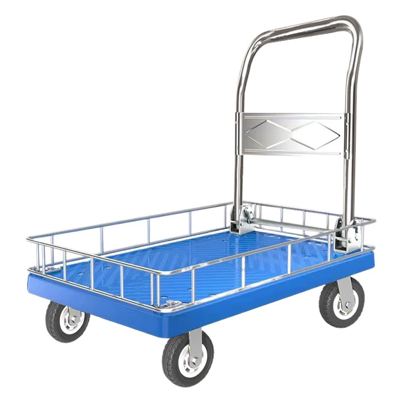 Заборник тележка с коротким забором тележка, складная и тихая плоская тележка, толкающаяся на грузовике, четырехколесная тележка для перевозки прицепа