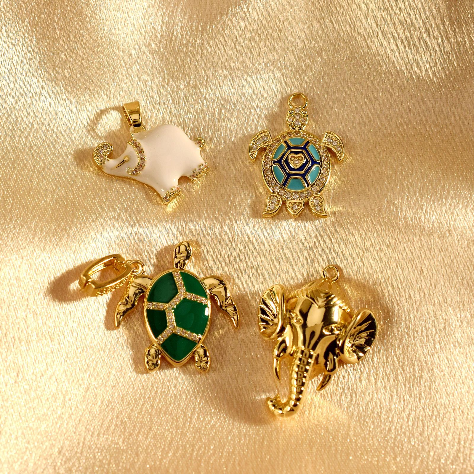 4g Weight Pendant Jewelry Making Type 1 Piece Copper Tortoise Elephant Polished Pendant