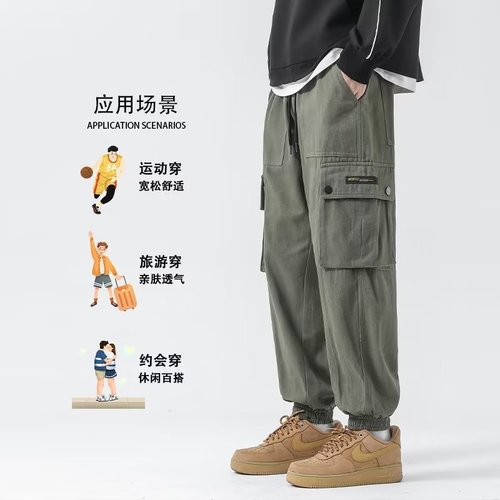 American Retro High Street Work Pants Men Straight Leg Wide Leg Casual Pants Year Fashion Trend Ins Pants
