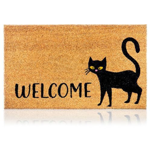 Amazon temu alambre material coco marrón inglés amor gatos y pájaros en la alfombra de la puerta antideslizante alfombra de entrada