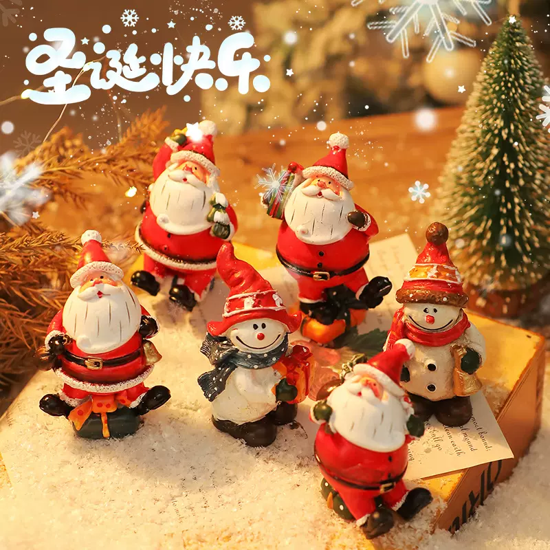 创意雪人圣诞老人桌面圣诞装饰小摆件迷你圣诞场景布置拍摄小道具