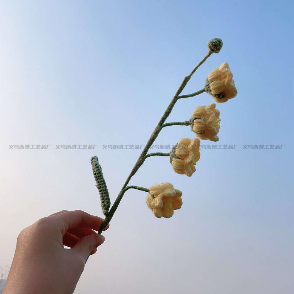 Lily tejido a mano acabado rosa Lily Tulip flor artificial lana ramo regalo