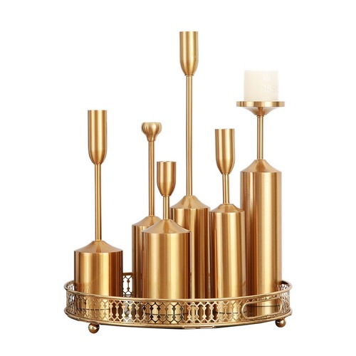 European-style candlestick set of six, metal home furnishing wedding props, candlesticks, home soft furnishing gifts, handicrafts, decorative pieces