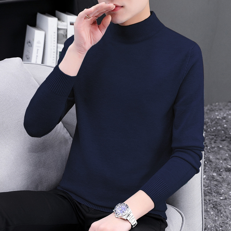 タートルネックセーター メンズ ニットウェア 秋冬 中衿 インナー ベースレイヤー 保温性のあるセーター ハーフタートルネック スリムフィット 細見え