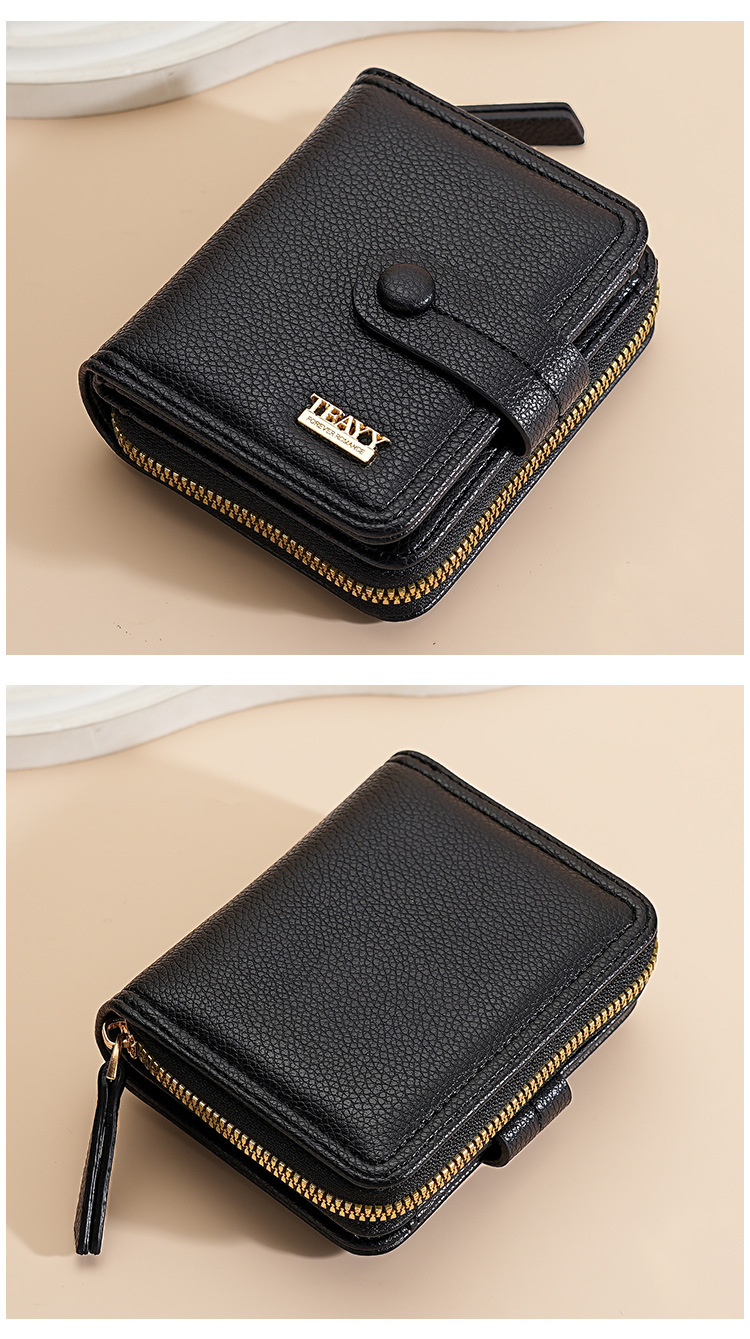 Square Shape Unisex Solid Color Pu Leather Side Zipper Wallets