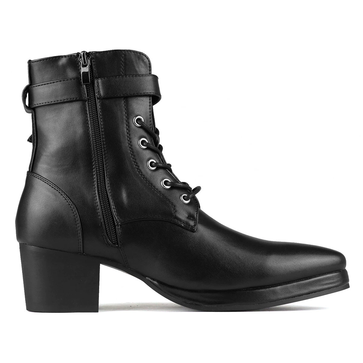 British style men's boots with round toe buckles and thick sole straps