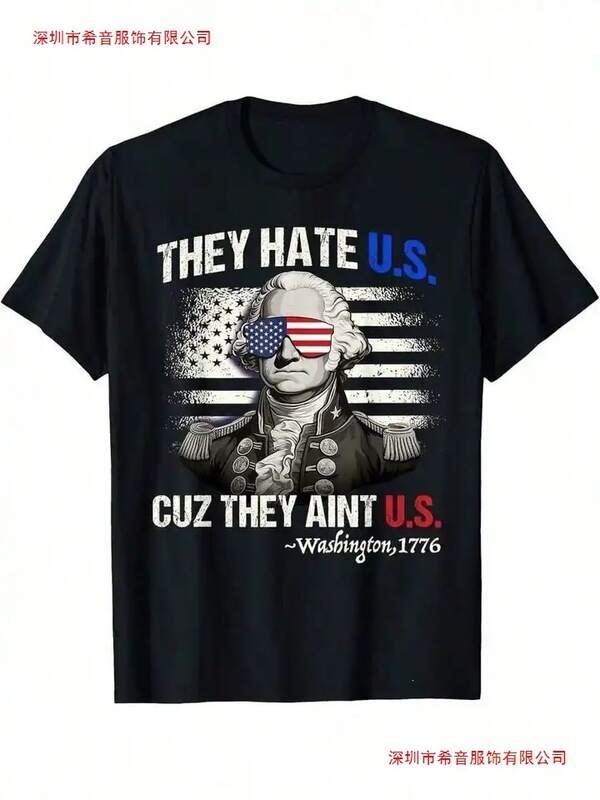 Cross-Border July 4Th Men's Patriotic Shirt - They Hate Us because They Are Not Us George Huasheng