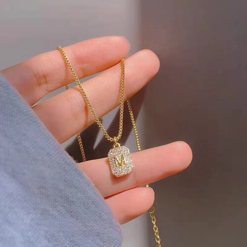 Copper Pendant Titanium Steel Necklace Women's M Letter 18K Gold Clavicle Chain New Product Niche Design Simple Accessories Necklace